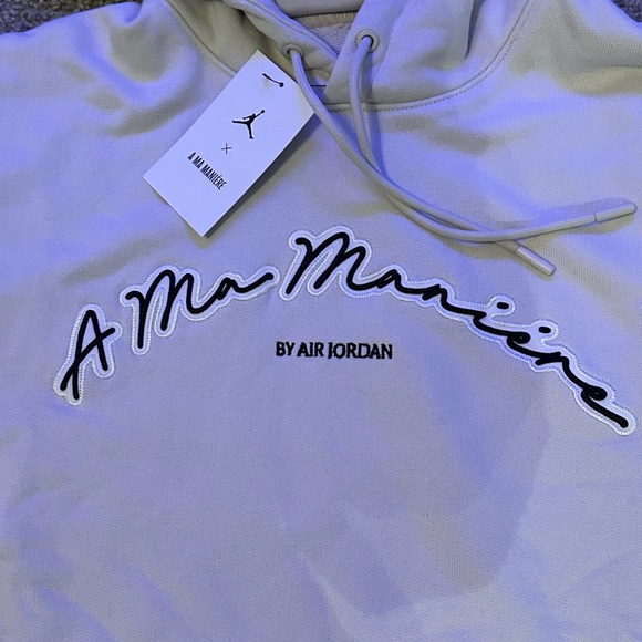 Jordan X A Ma Maniere Cream Hoodie with Black Logo - Picture 3 of 3